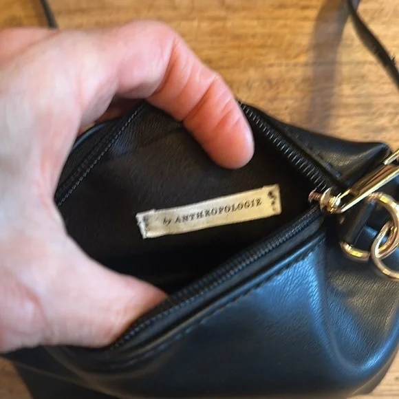 Anthropologie Small Black Faux Leather Crossbody Bag – Like New - Picture 4 of 8